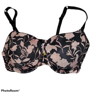 Adrienne Vittadini Studio Black Floral Bra 42D